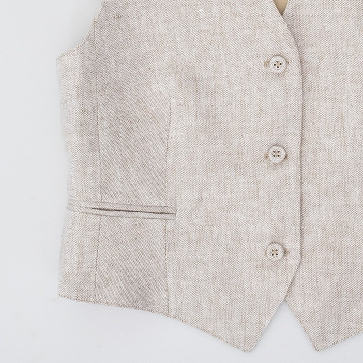 Officine Generale Tailored Beige Waistcoat With Adjustable Fit