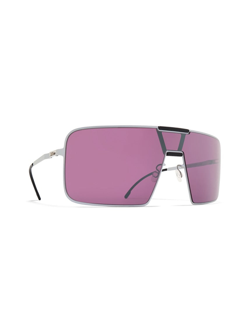 Mykita Geometric White Aluminum Sunglasses With Purple Lenses