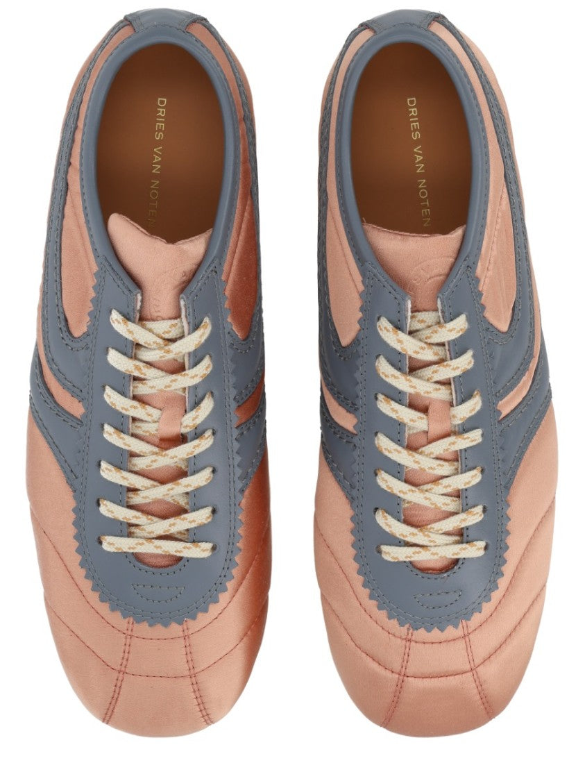 Dries Van Noten Quilted Satin Finish Blue Accent Sneakers