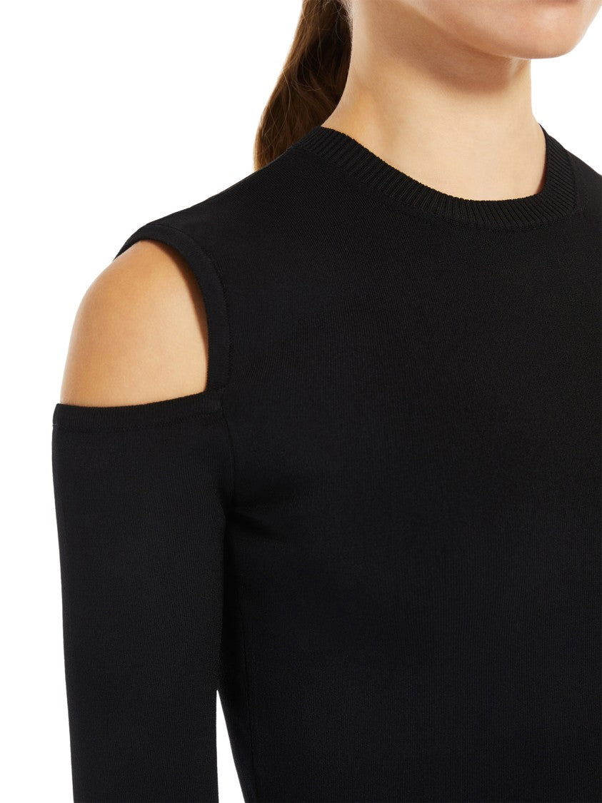 Max Mara Fitted Black Top With Shoulder Cut-Outs