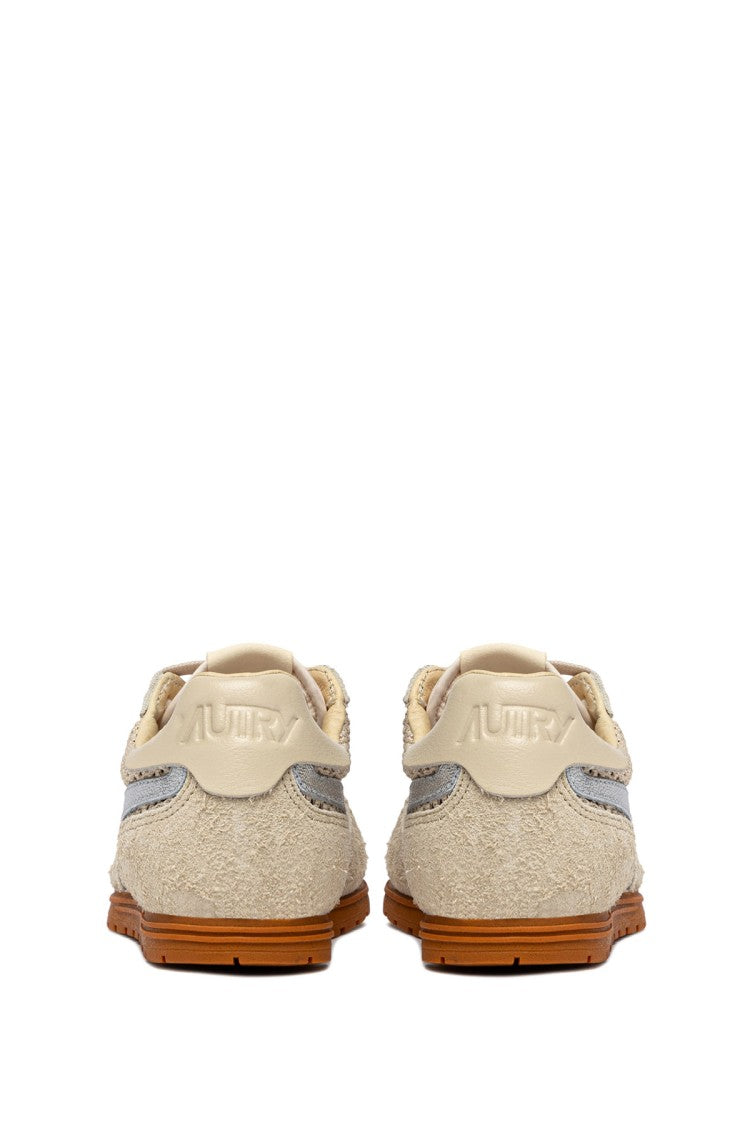 Autry Beige Windspin Perforated Suede Sneakers