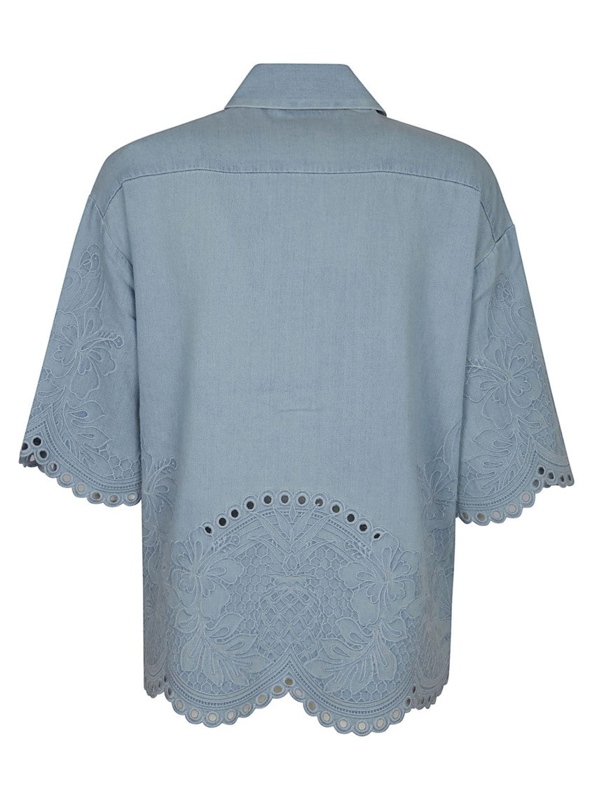 Zimmermann Denim Shirt With Scalloped Edges