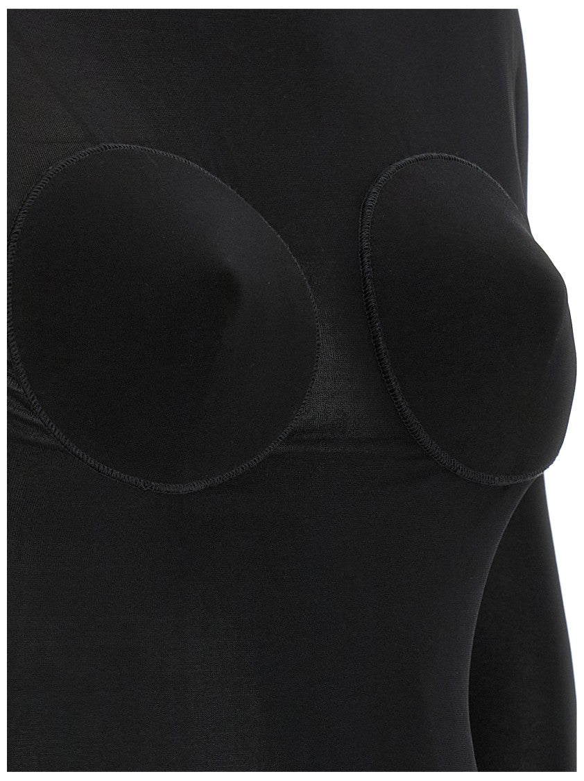 Jean Paul Gaultier Semi-Transparent Black Jersey Cone Sweater With Draped Back Neckline