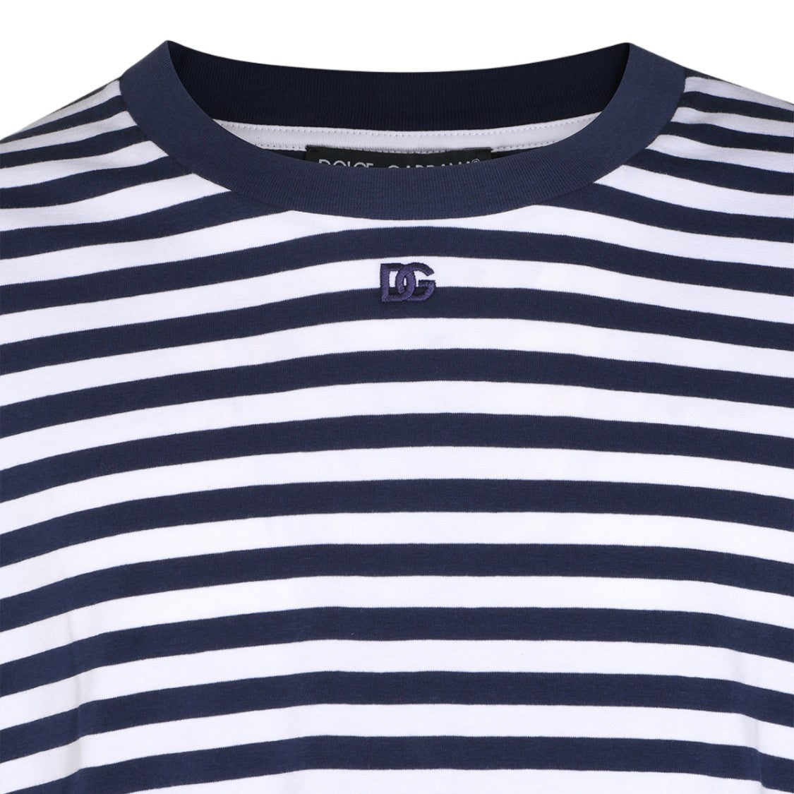 Dolce & Gabbana Horizontal Stripe T-Shirt With Contrast Collar
