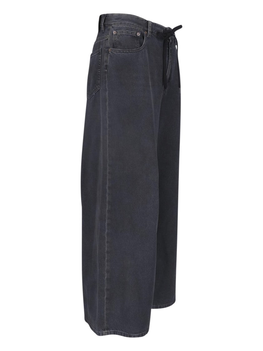 Mm6 By Maison Margiela Black Cotton Denim Wide-Leg Jeans