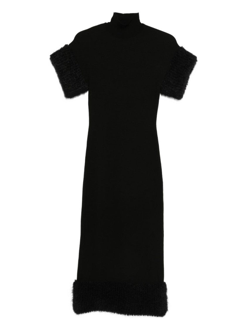 Moschino Black Wool Blend Midi Dress