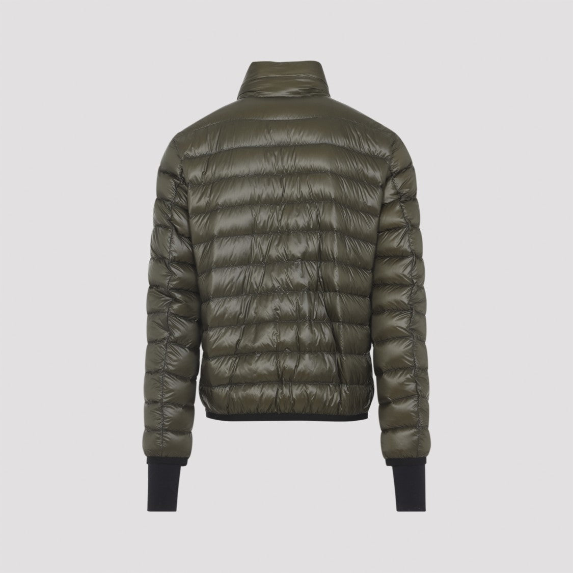 Moncler Grenoble Olive Padded Hers Jacket With Horizontal Quilting And Functional Pockets