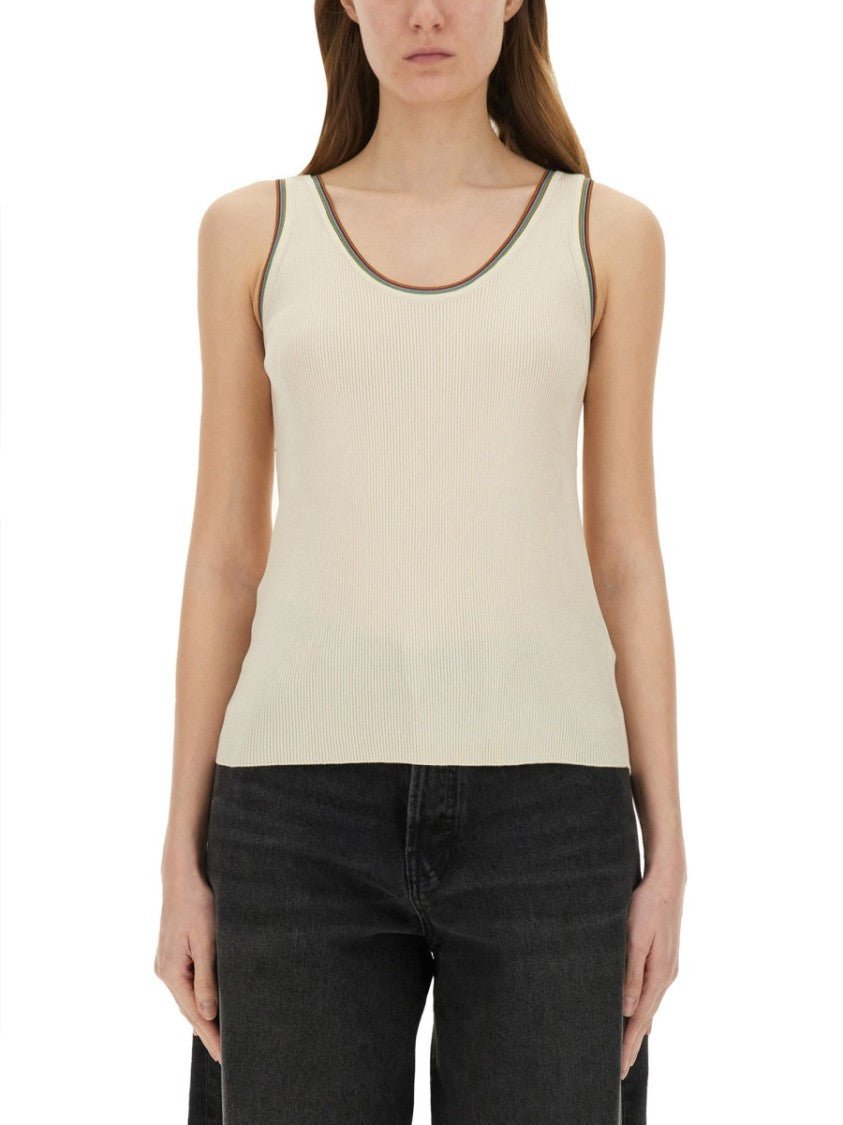 Paul Smith Ribbed Cotton Blend Tank Top
