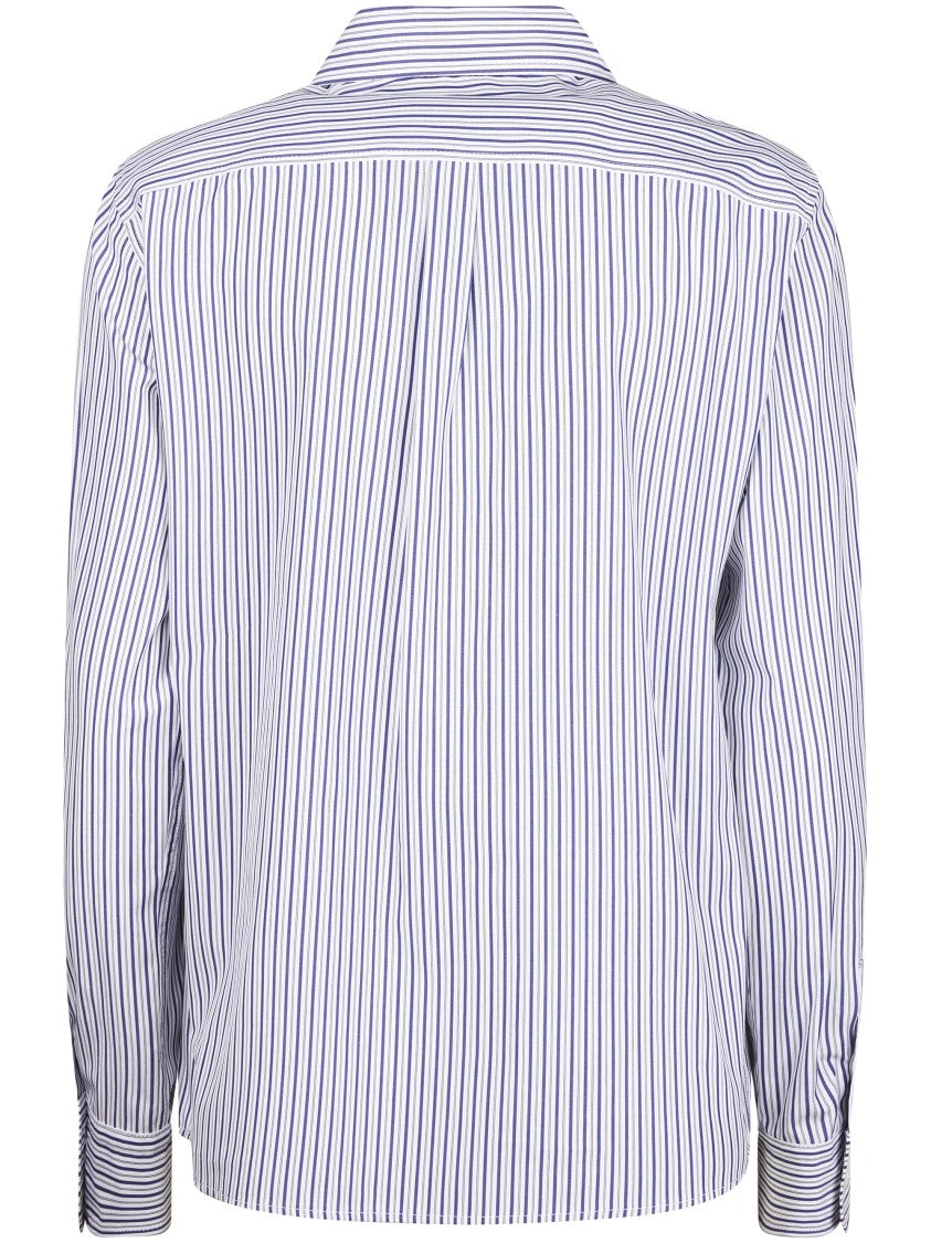 Max Mara Vertical Striped Button-Up Shirt With Embroidered Detail
