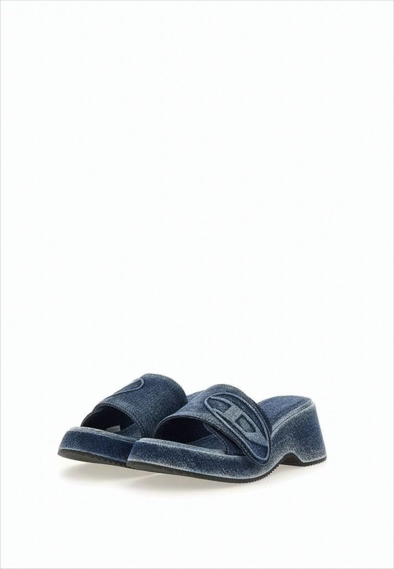 Diesel Denim-Inspired Cotton Sandals With Logo Detail