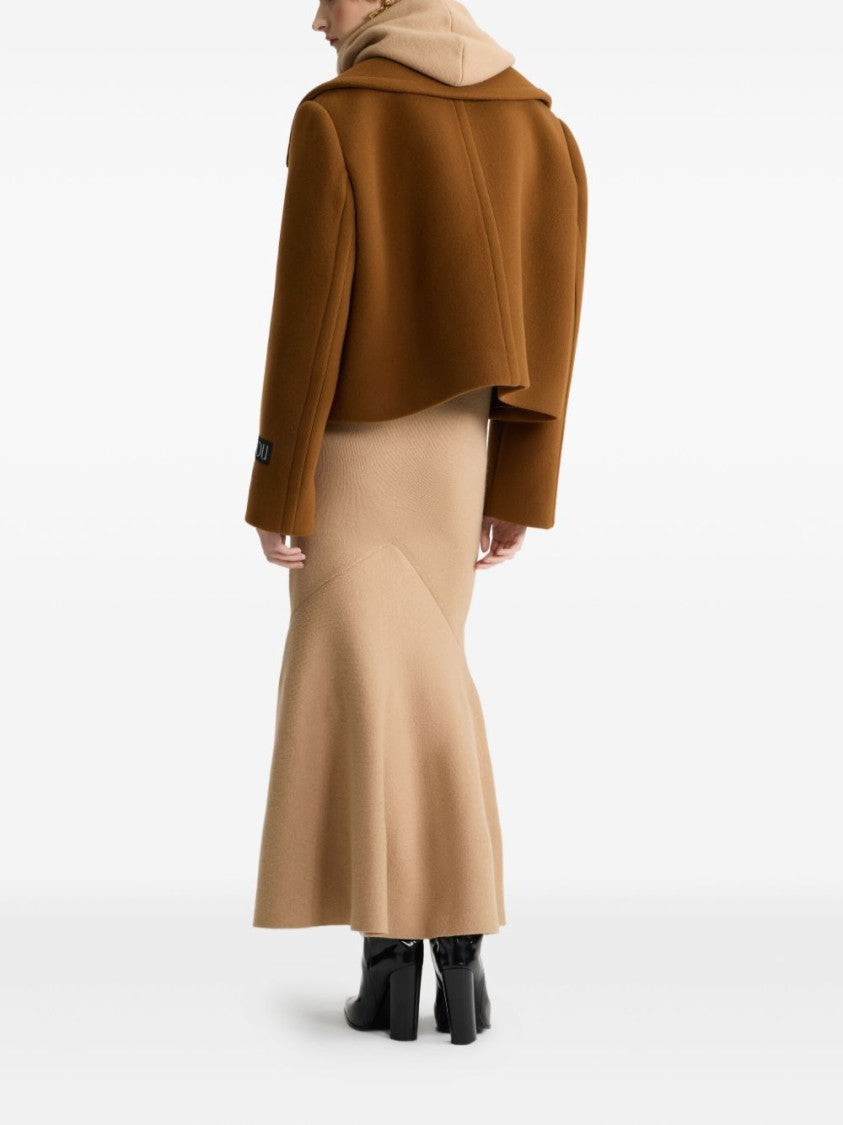 Patou Cropped Double-Breasted Coat With Wide Lapels
