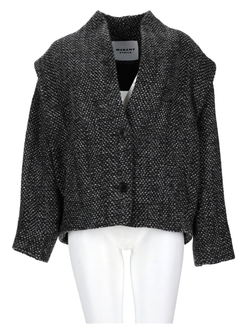 Isabel Marant Étoile Textured Grey Jacket With Cropped Silhouette And V-Neckline