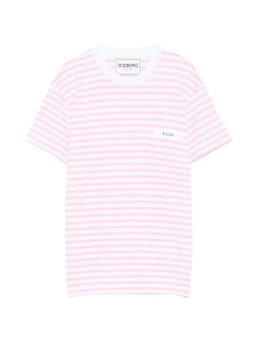 Iceberg Pastel Striped Logo T-Shirt