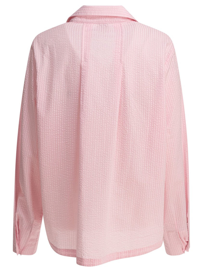 Ines De La Fressange Textured Light Pink Cotton Shirt