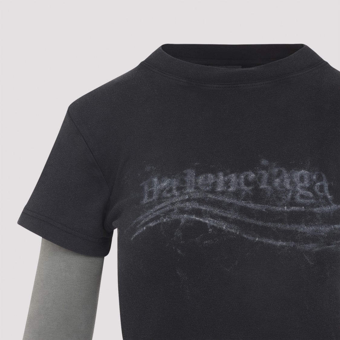 Balenciaga Layered Short-Sleeve Black Top