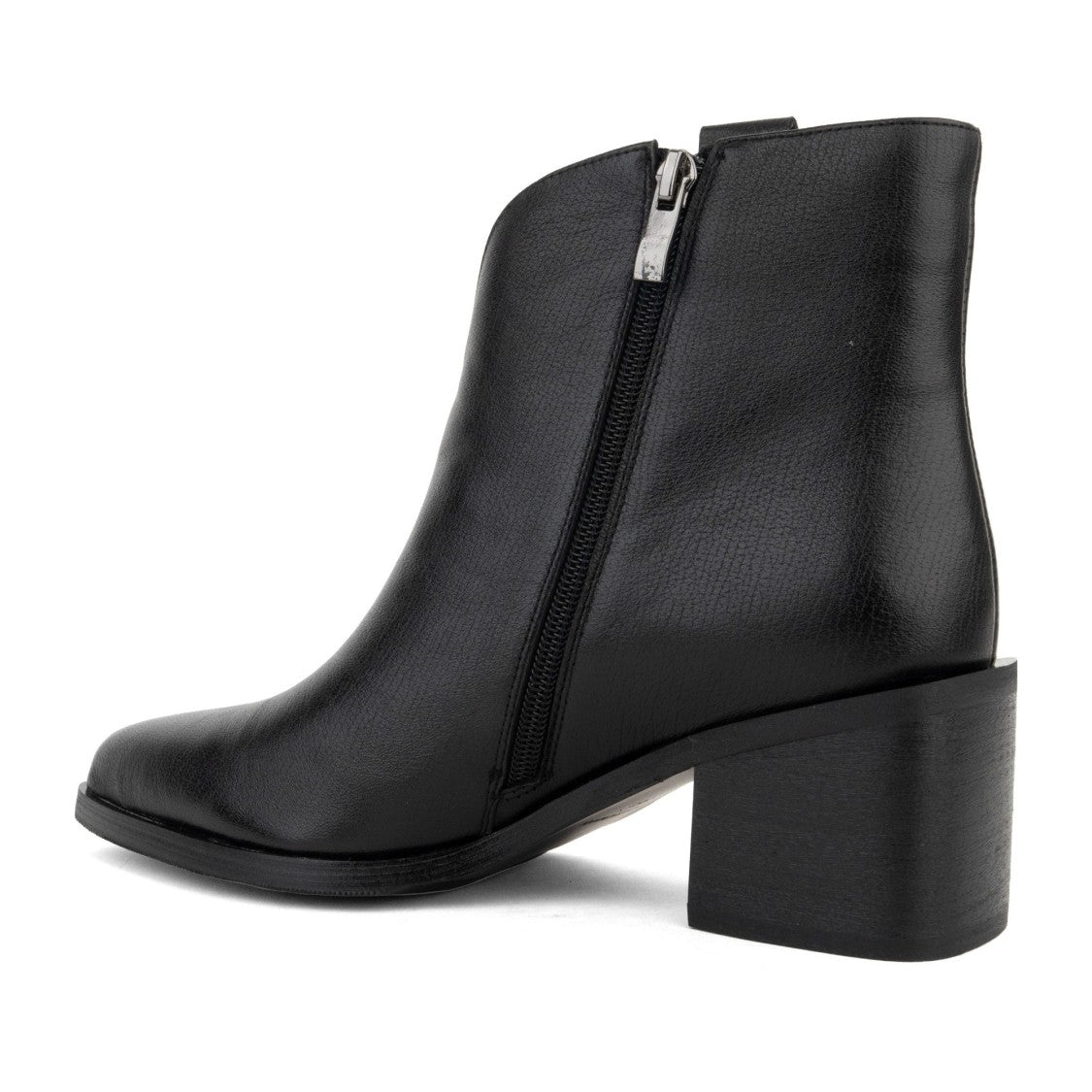 Linda Baumann Black Smooth Leather Sturdy Block Heel Ankle Boots