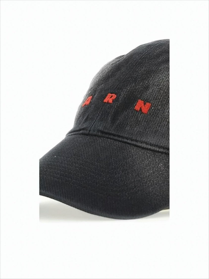 Marni Black Cotton Baseball Cap With Embroidered Logo