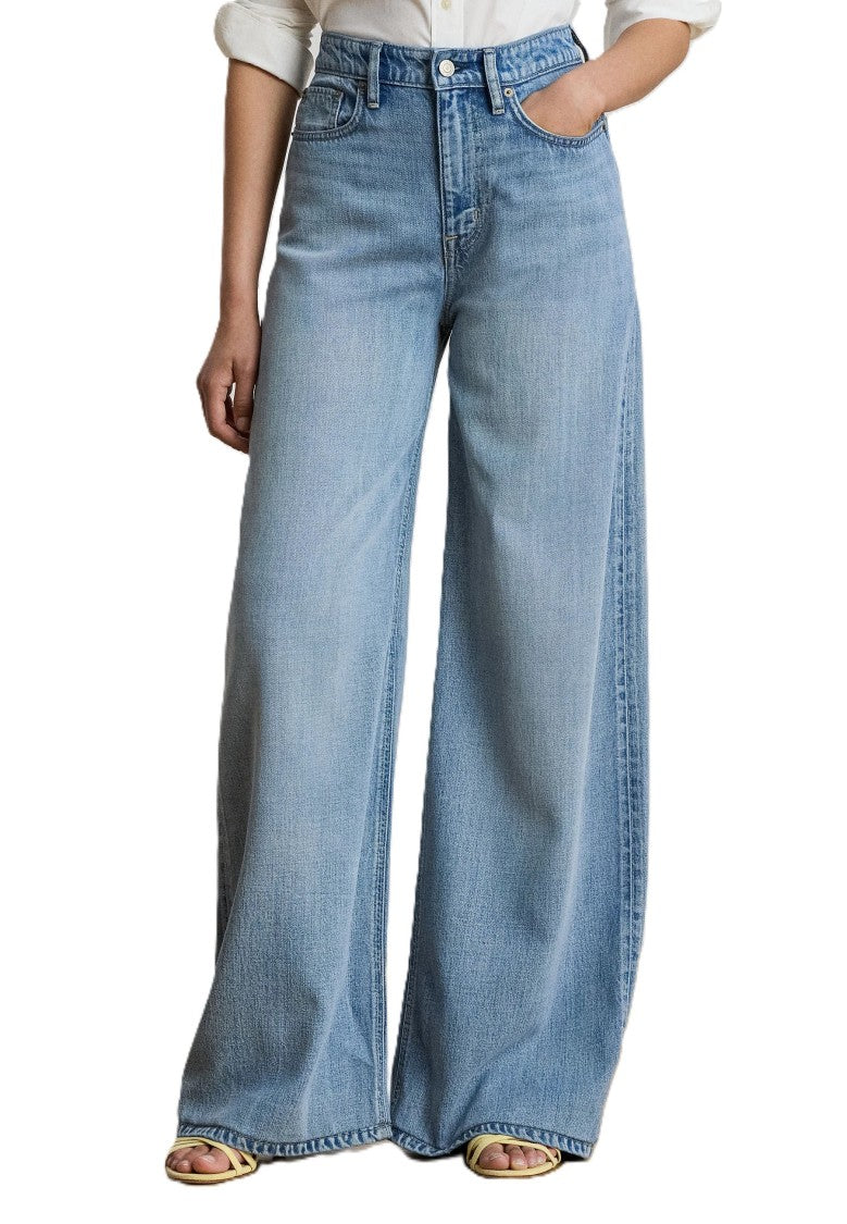 Lauren Ralph Lauren Light Blue Faded High-Waisted Wide-Leg Jeans