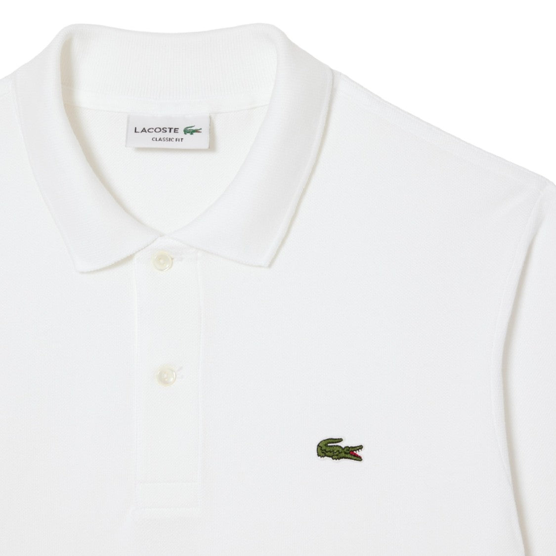 Lacoste White Long Sleeve Ribbed Detail Polo