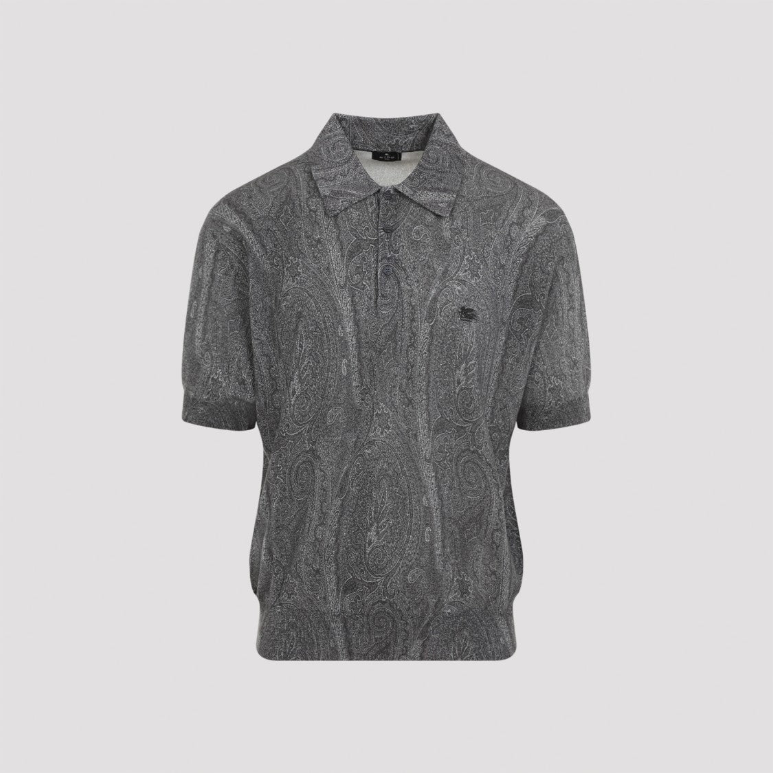 Etro Grey Silk Knitted Polo