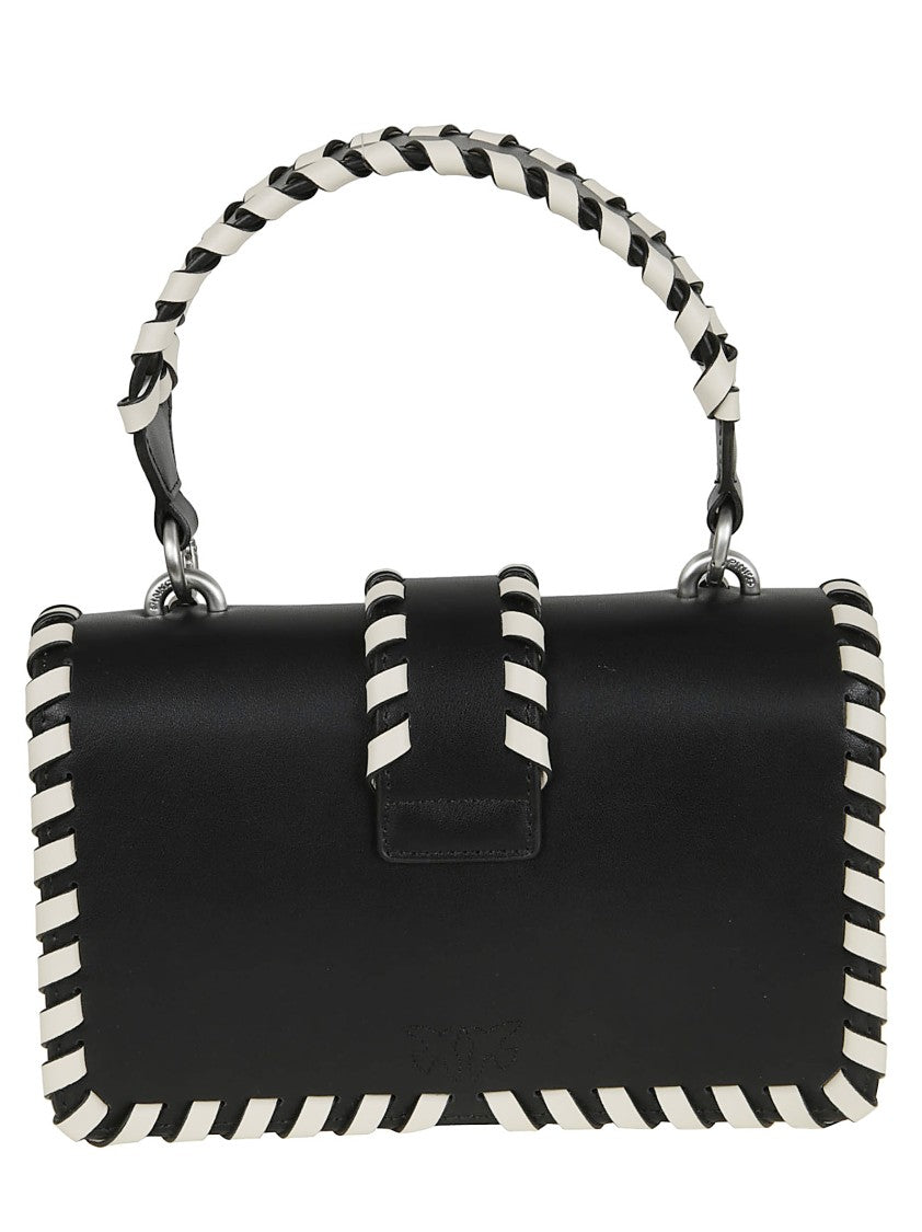 Pinko Rectangular Black Crossbody Bag With Braided Trim