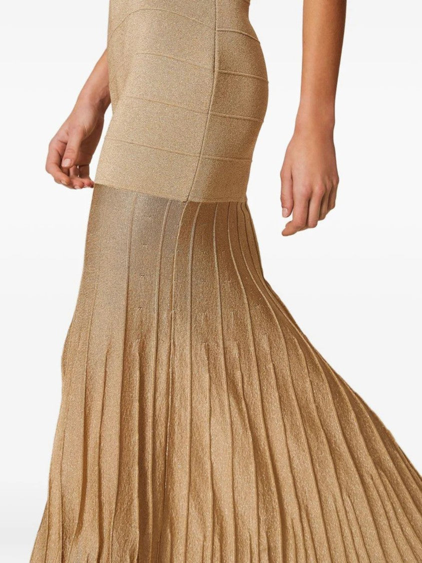 Twin-Set Flared Maxi Dress With Fitted Bodice