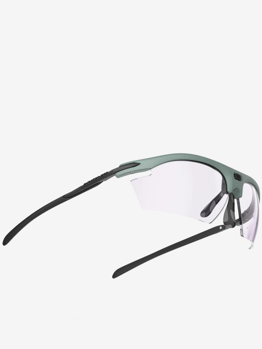 Rudy Project Matte Green Semi-Rimless Sunglasses With Ergonomic Design