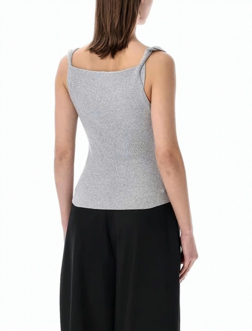 Vivienne Westwood Ribbed Knit Sleeveless Top With Draped Cowl Neckline