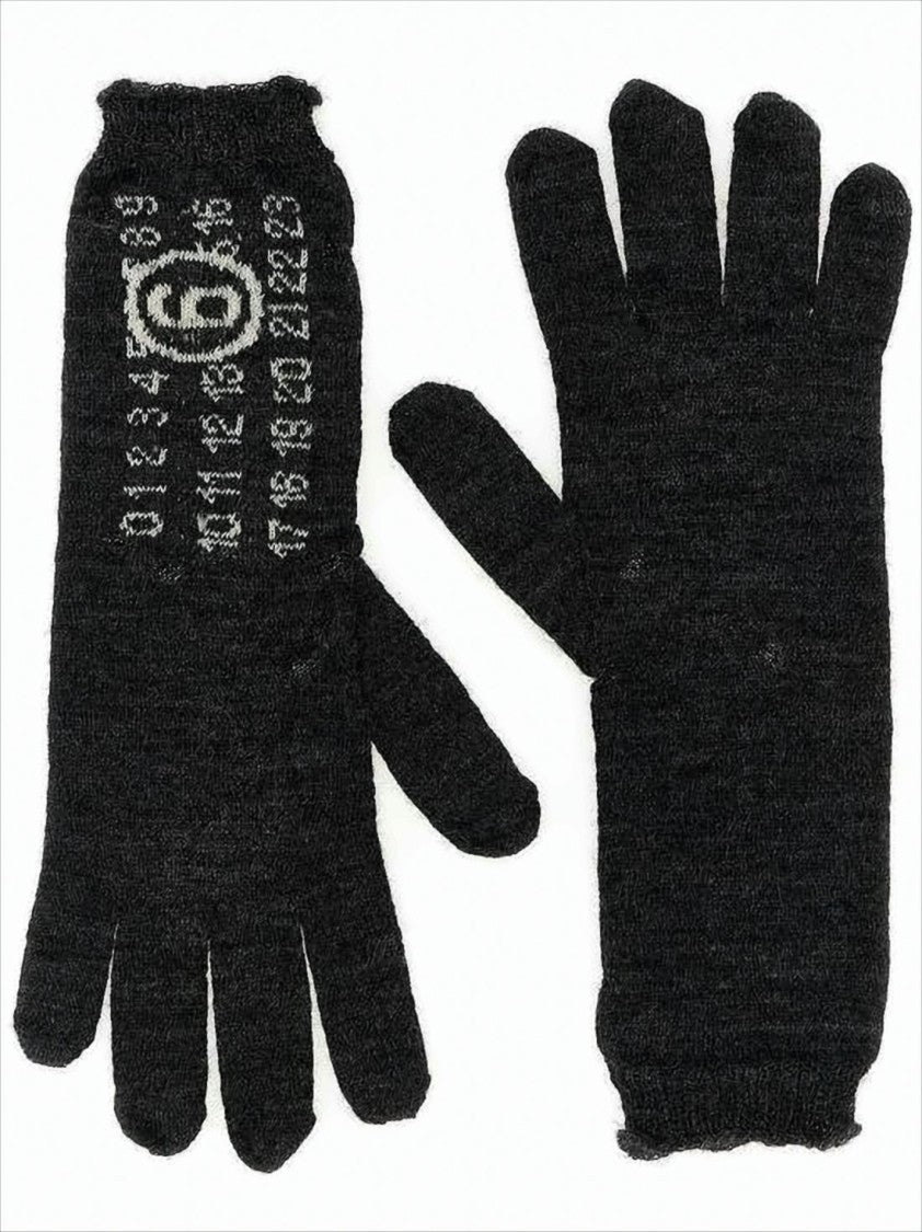 Mm6 By Maison Margiela Knitted Wool Gloves With Numeric Pattern