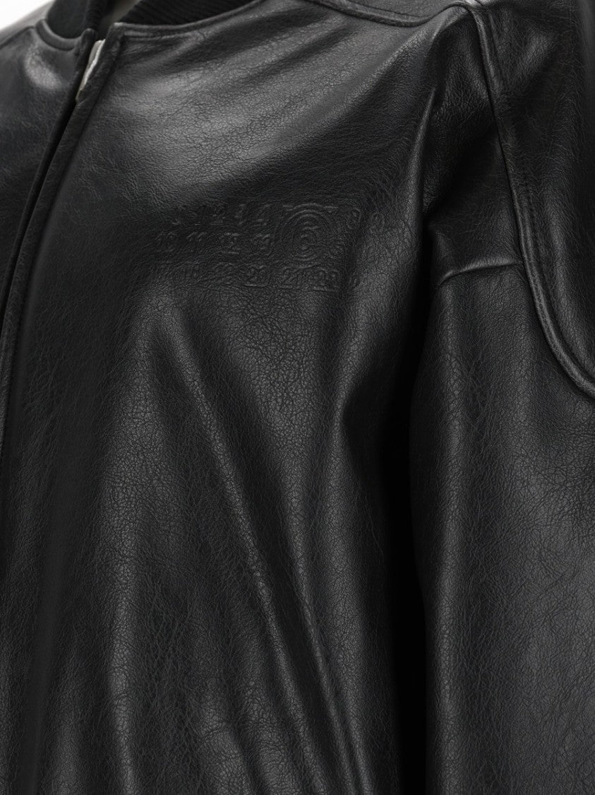 Mm6 By Maison Margiela Relaxed Black Sports Jacket With Balloon Sleeves And Glossy Finish