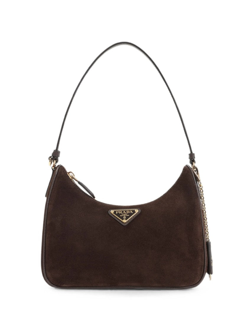 Prada Suede Curved Mini Shoulder Bag