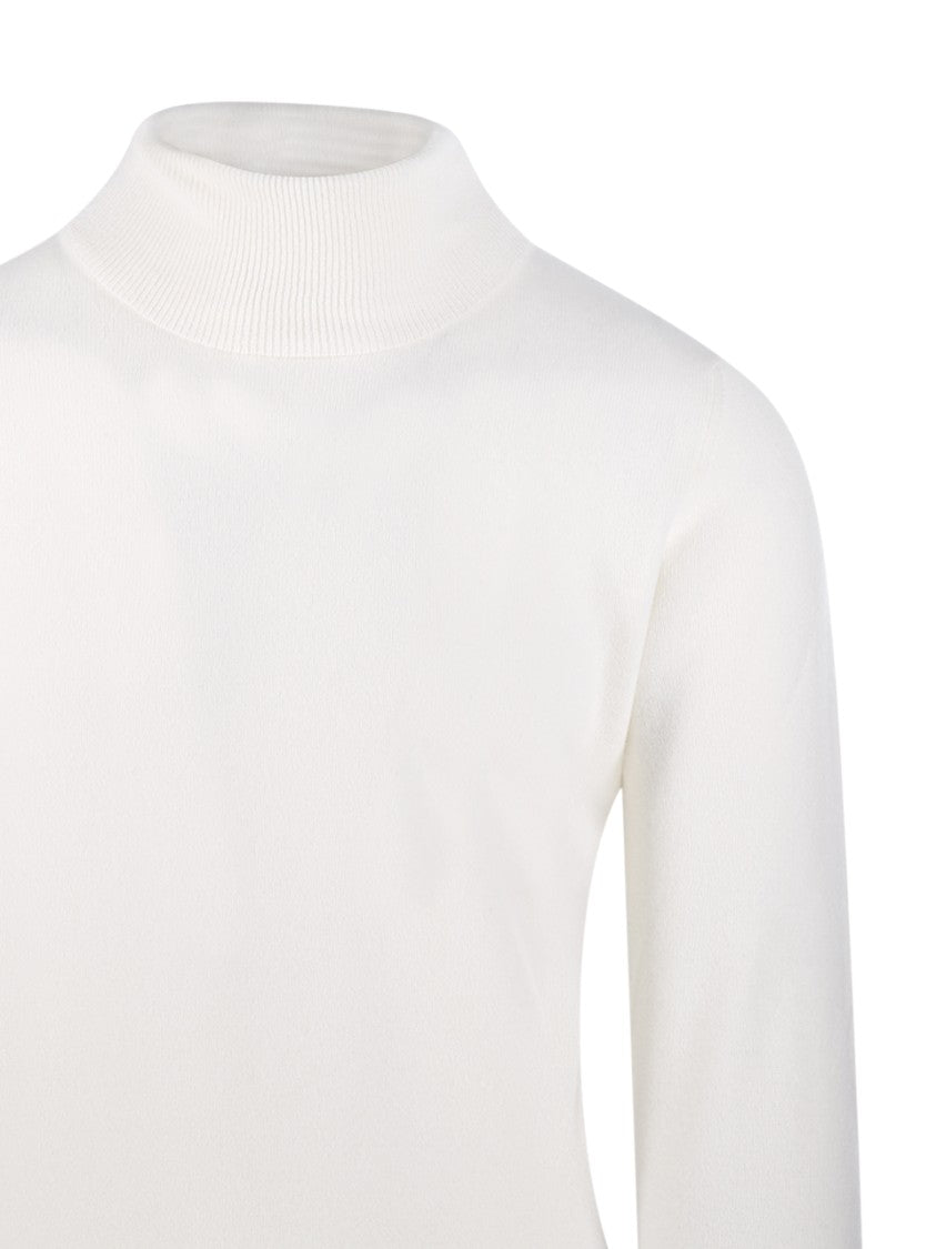 Altea Tailored White Cashmere Turtleneck Sweater