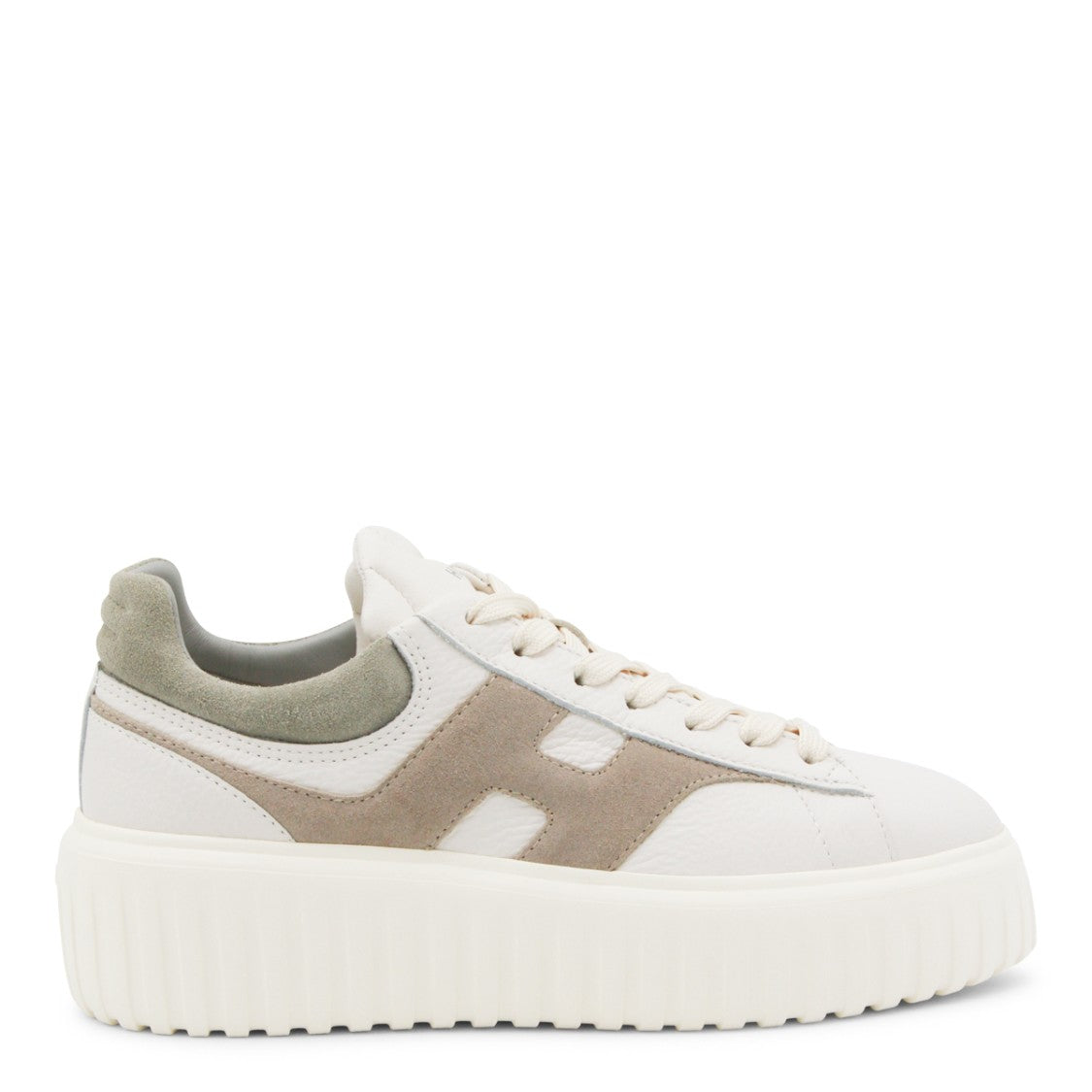 Hogan White And Beige Leather Sneakers