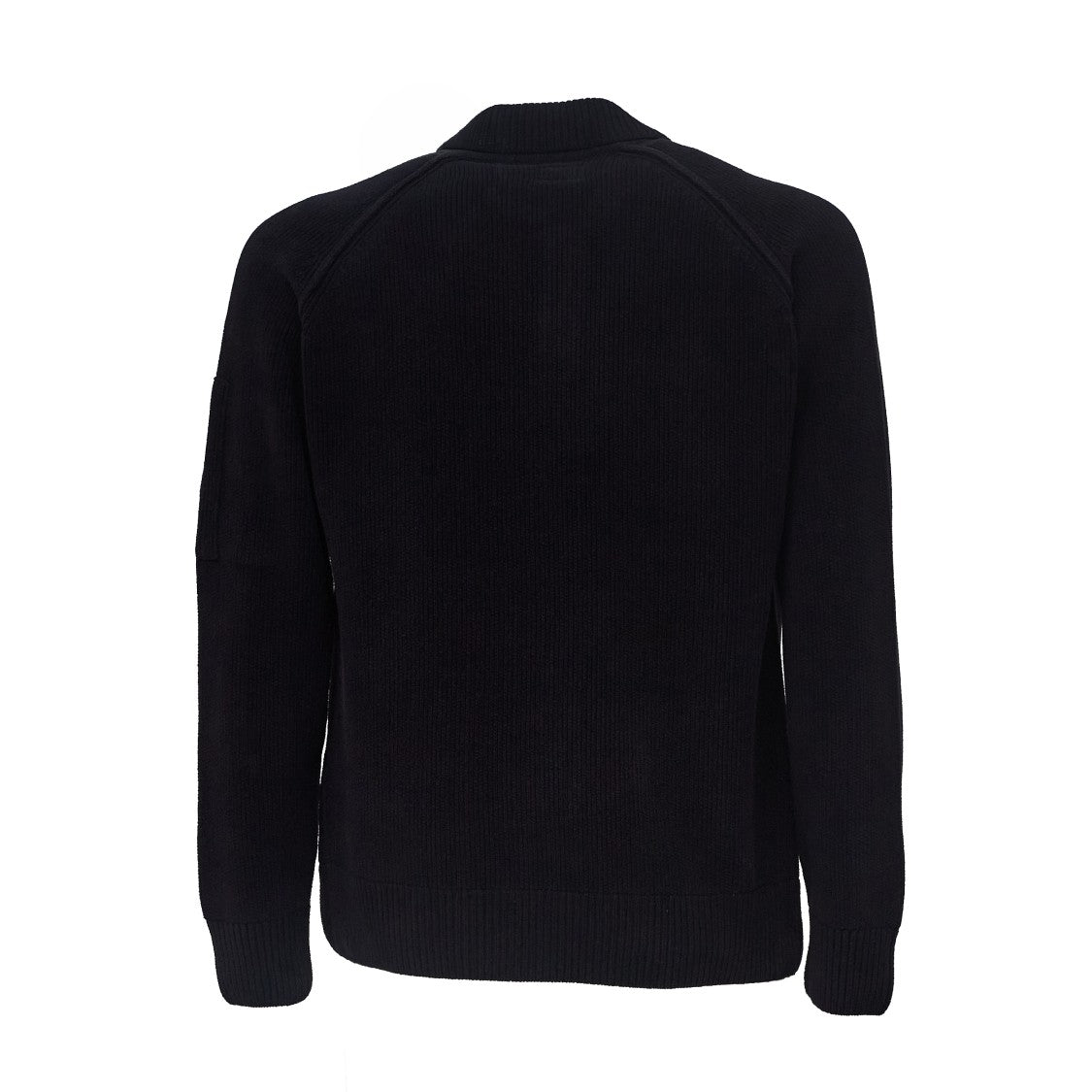 C.P. Company Chenille Cotton Polo Sweater With Ribbed Details And Lens Pocket