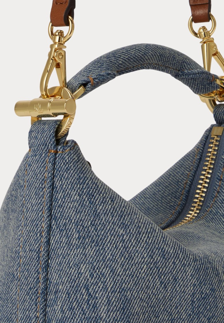 Lauren Ralph Lauren Slouchy Denim Handbag With Versatile Leather Straps