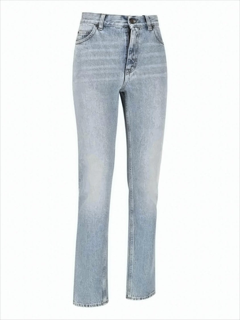 Saint Laurent Mid-Rise Straight-Leg Denim Pants With Subtle Wash
