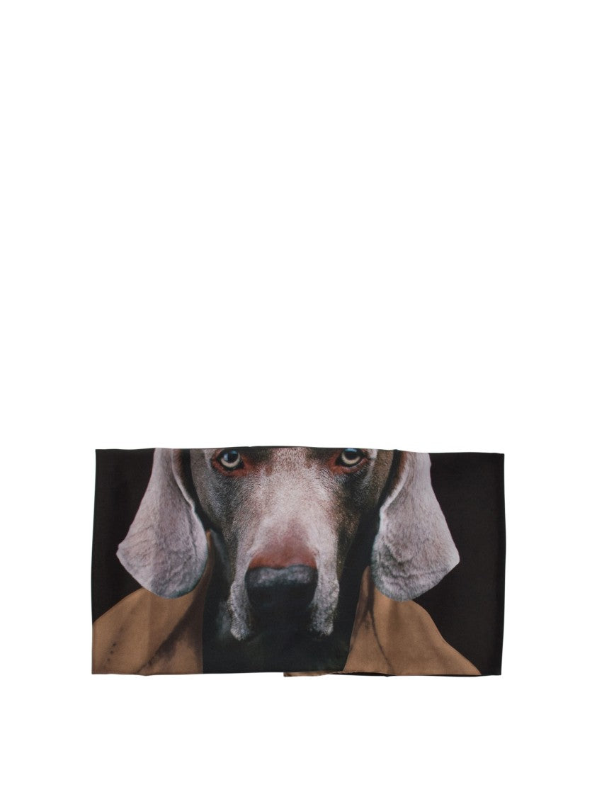 Max Mara Artistic Weimaraner Printed Silk Scarf