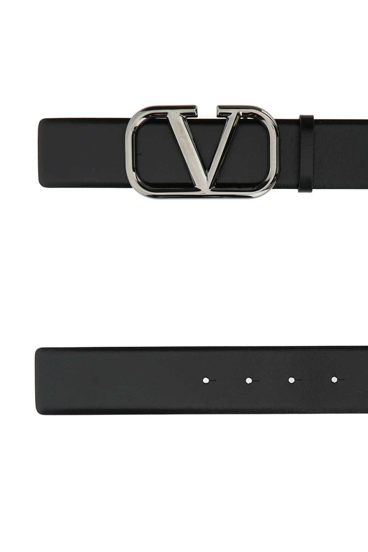 Valentino Garavani Black Leather Vlogo Signature Belt