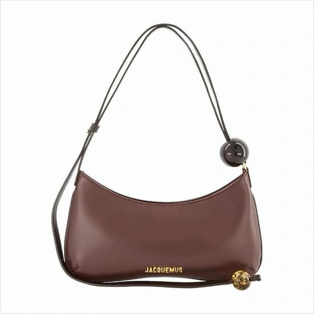 Jacquemus Curved Brown Cowhide Leather Shoulder Bag