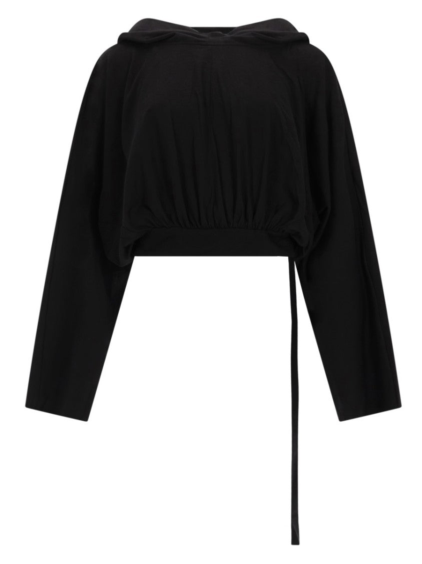 Drkshdw By Rick Owens Cropped Cotton Boxy Hooded T-Shirt