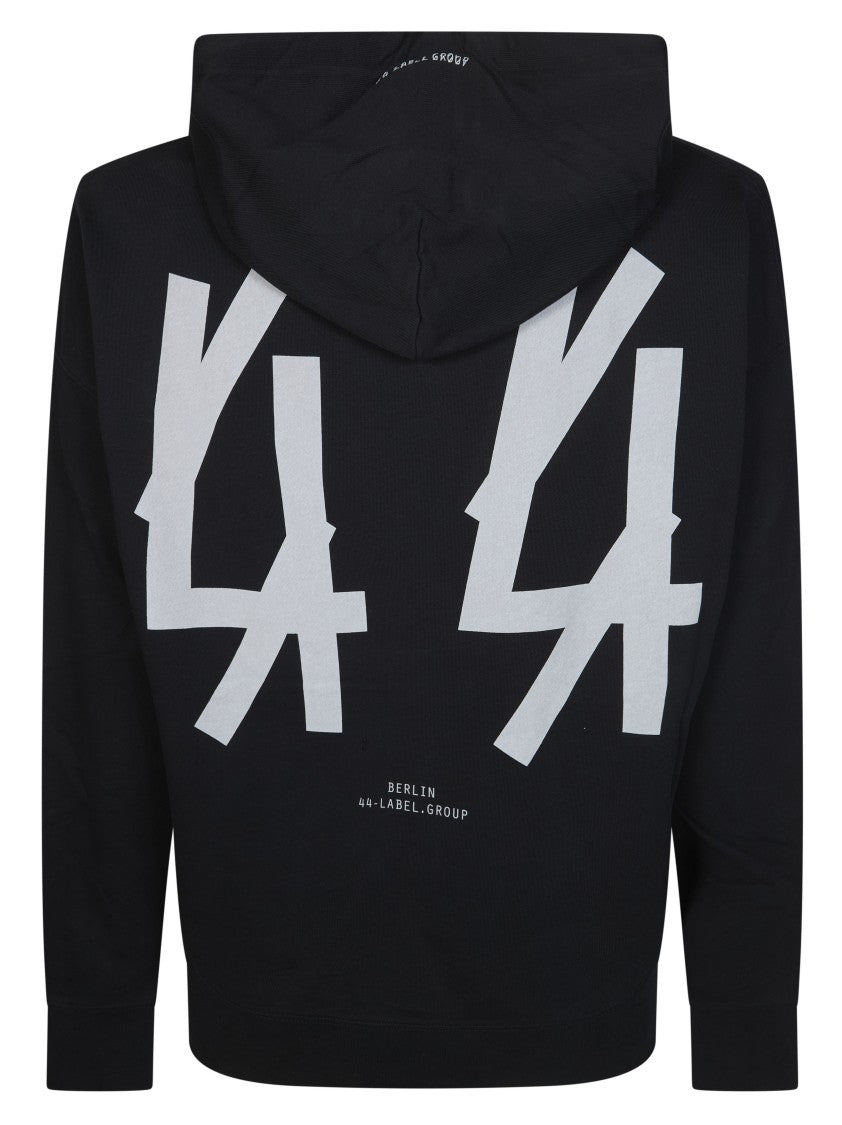 44 Label Group Black Logo Mini Cropped Hoodie