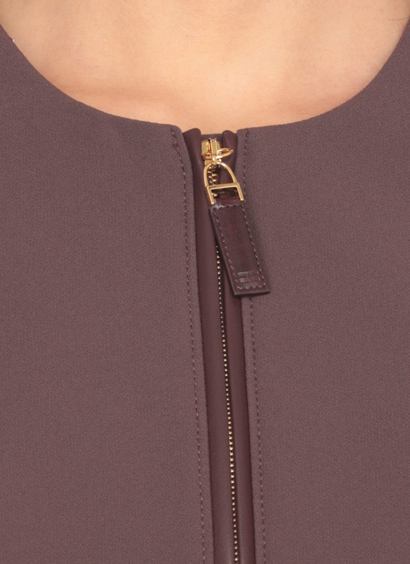 Elisabetta Franchi Bordeaux Tailored Jacket With Zip Details