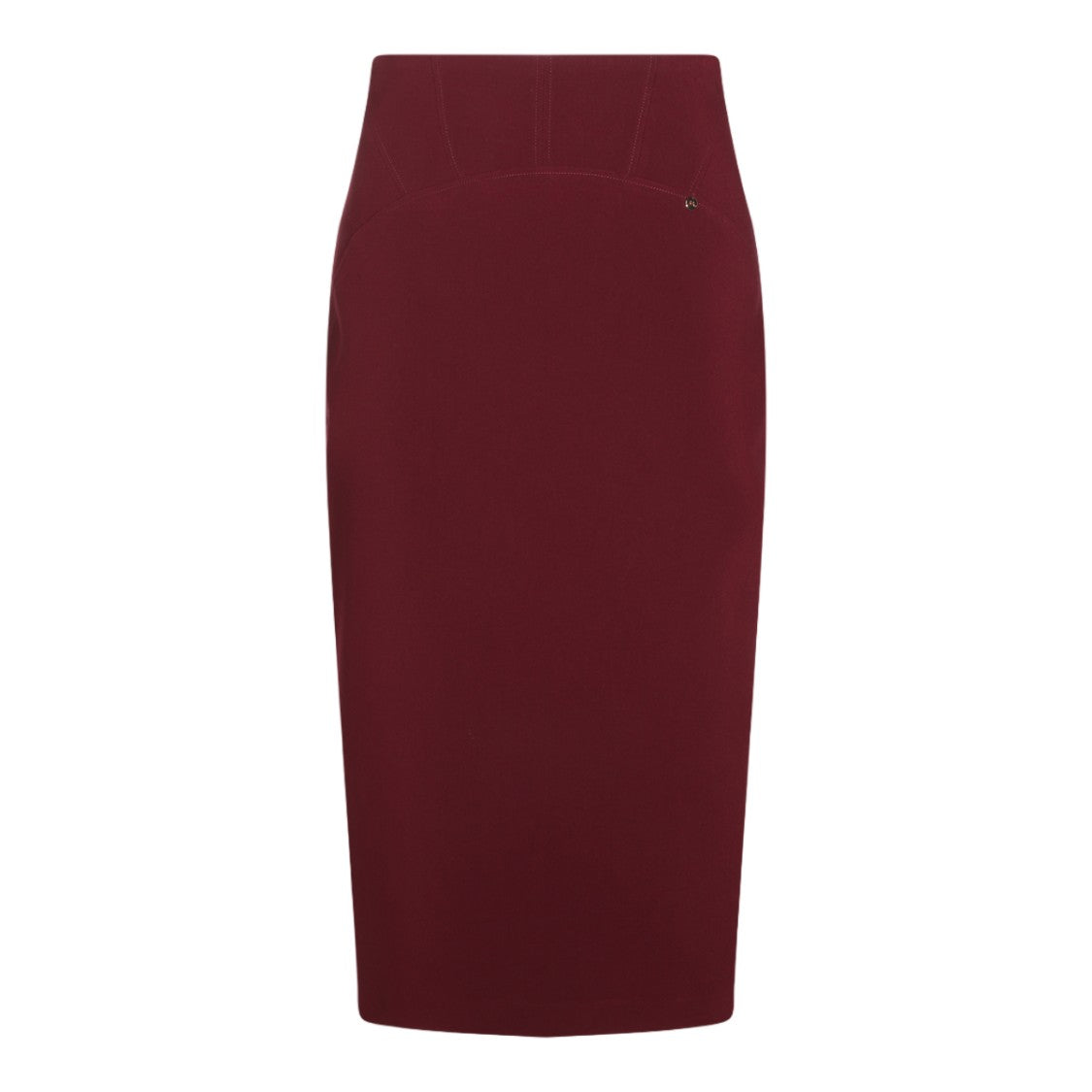 Nissa Burgundy Back Slit Fitted Pencil Skirt