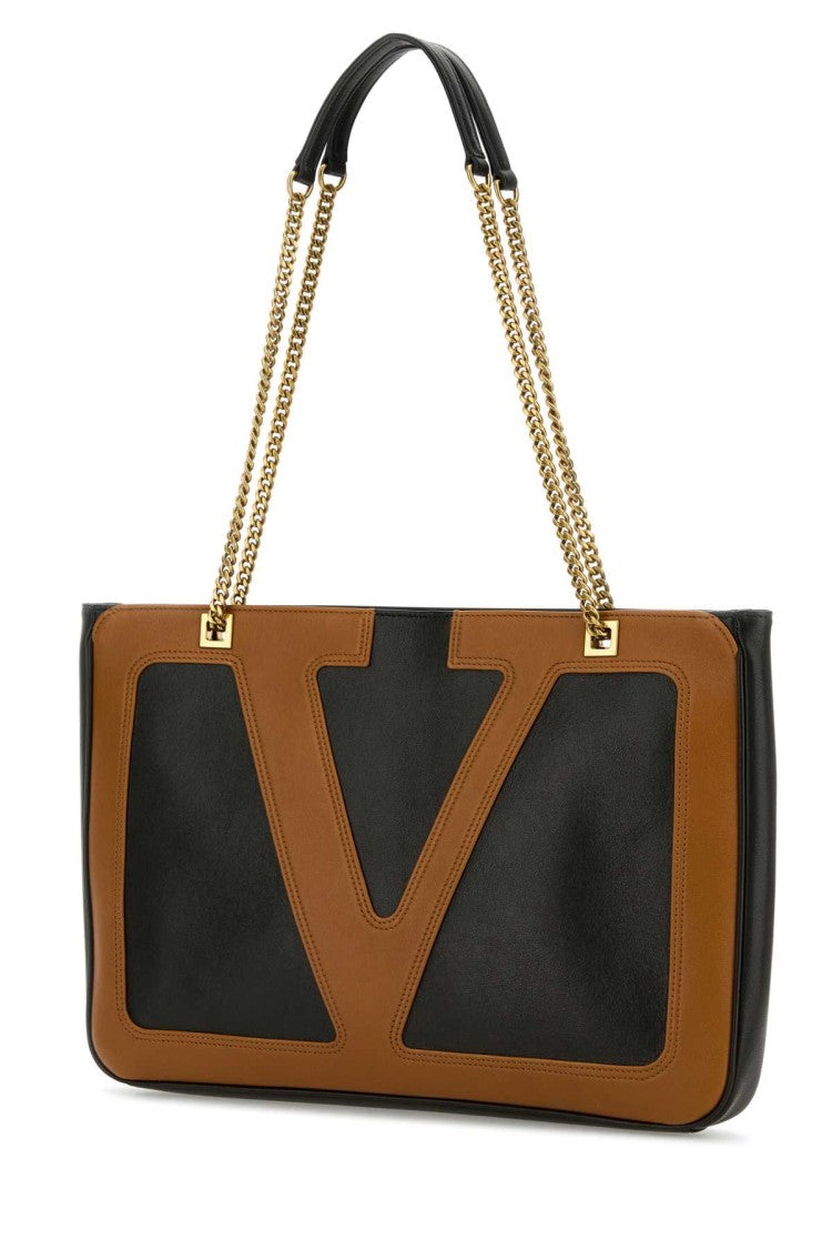 Valentino Garavani Black Nappa Leather Medium Viva Superstar Shopping Bag