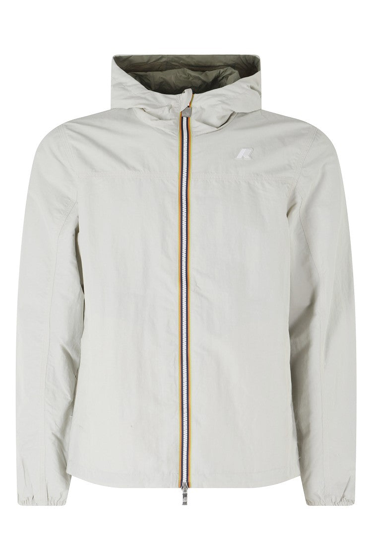 K-Way Beige Green Jake Reversible Hooded Nylon Jacket