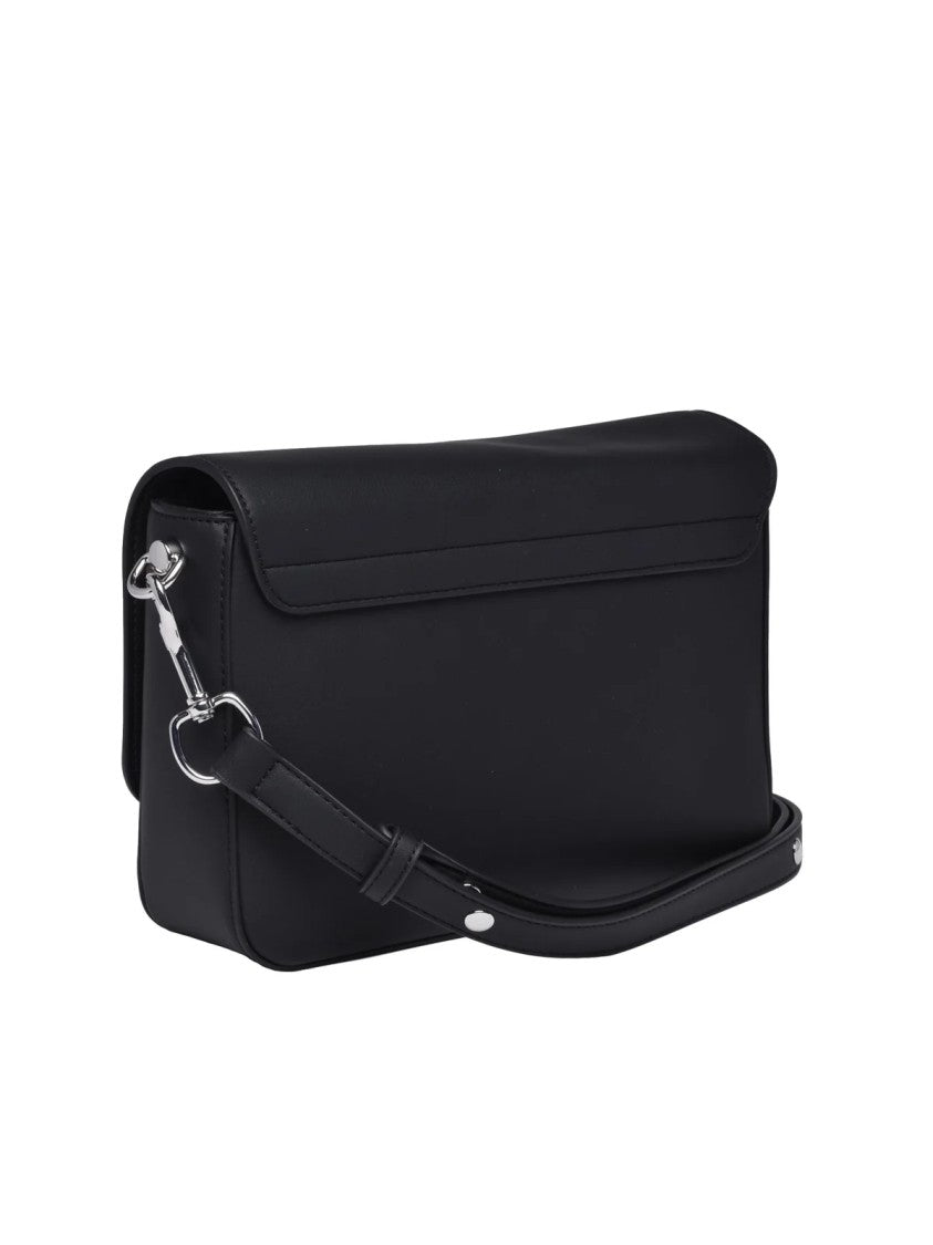 Love Moschino Rectangular Black Crossbody Bag With Metallic Logo And Zippered Compartments