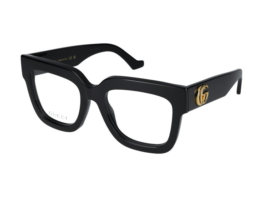 Gucci Black Gold Accents Oversized Square Eyeglasses