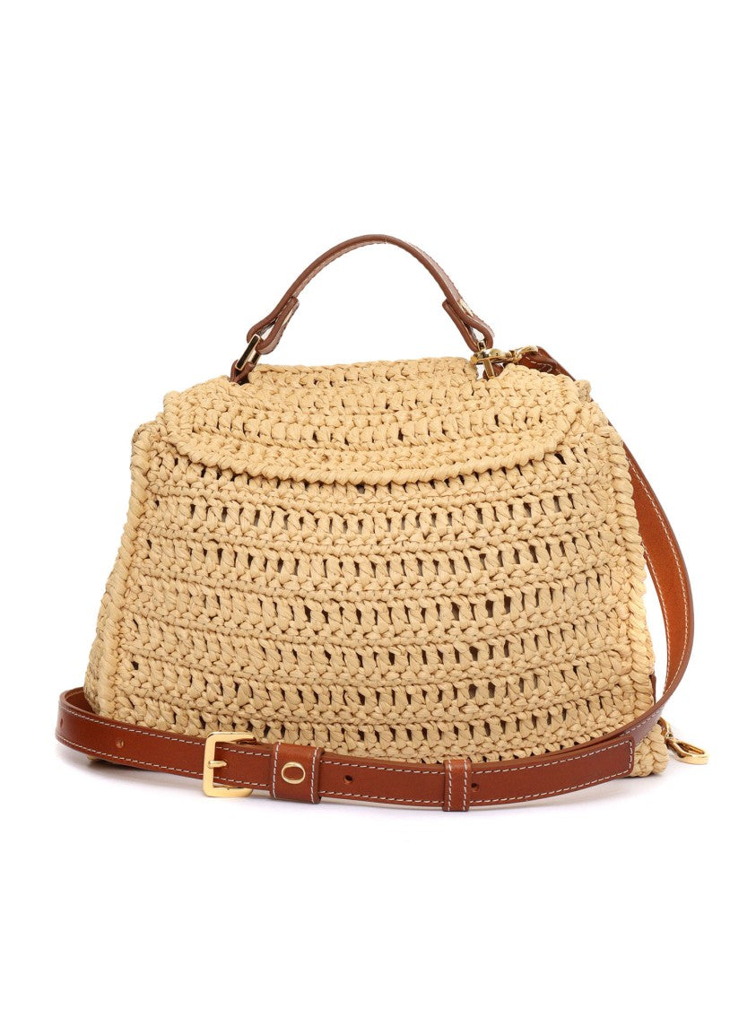 Claudio Orciani Textured Woven Bag With Flap Closure