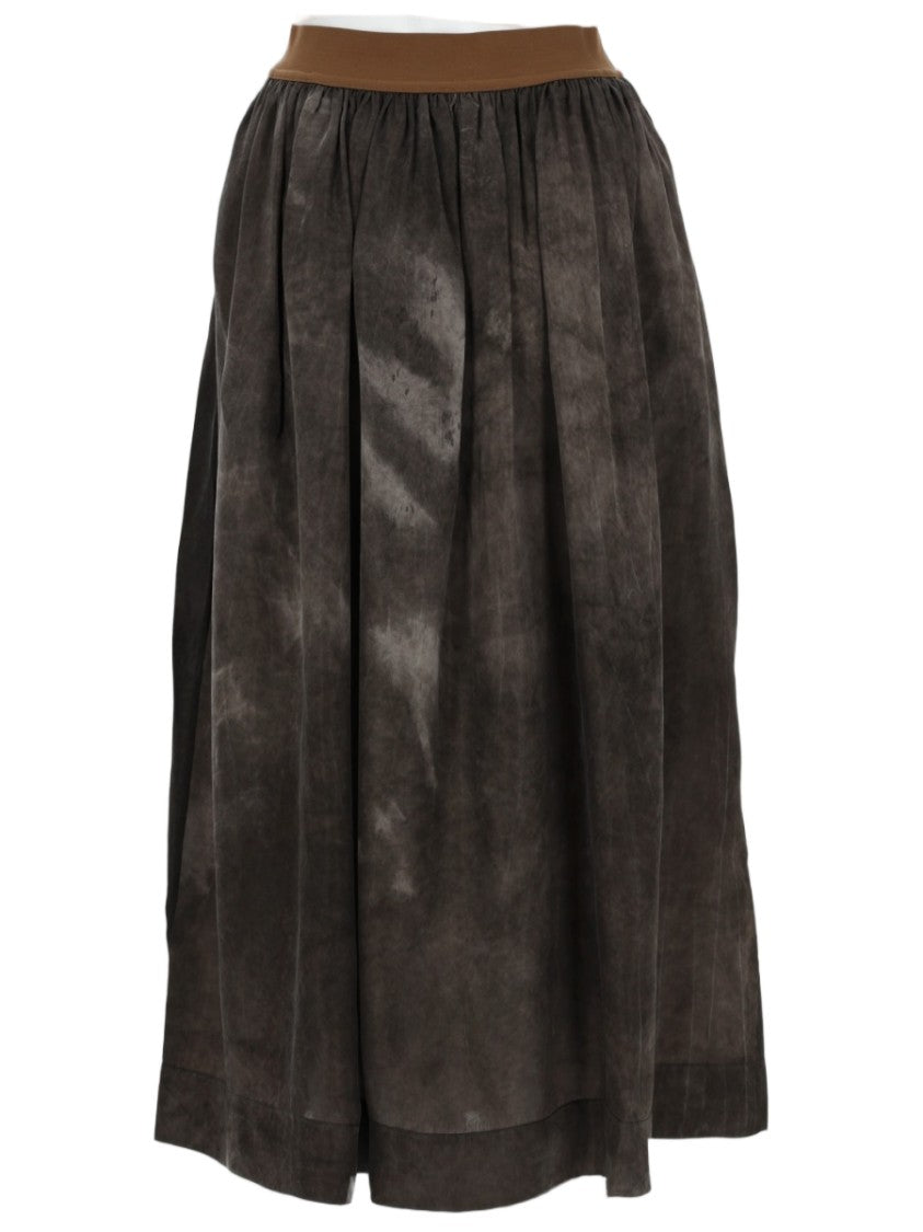 Uma Wang Gillian Cupro Wide Waistband Mid-Calf Skirt