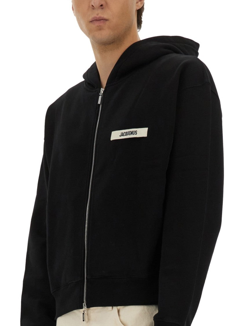Jacquemus Minimalist Black Zip-Up Hoodie